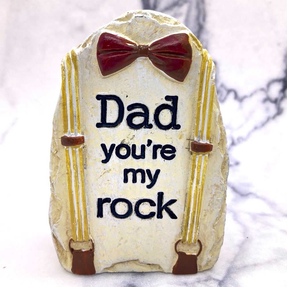 Ganz Father’s Day “Dad you’re my ROCK” Resin Faux Rock Red Bow Tie New